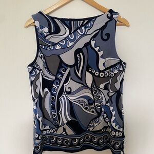 Chico's Blue and Gray Abstract Tank Top